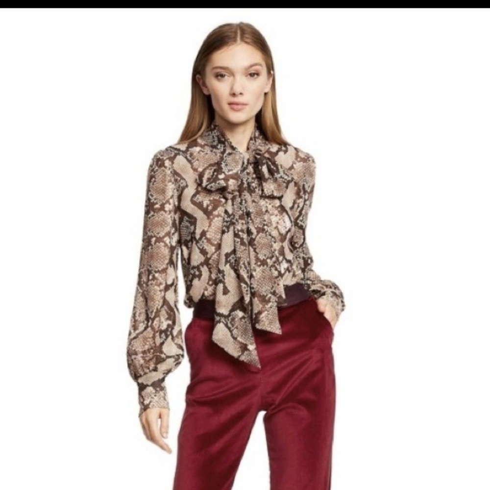 ALTAZURRA for Target | Python Print Tie Neck Blouse Long Sleeve Top